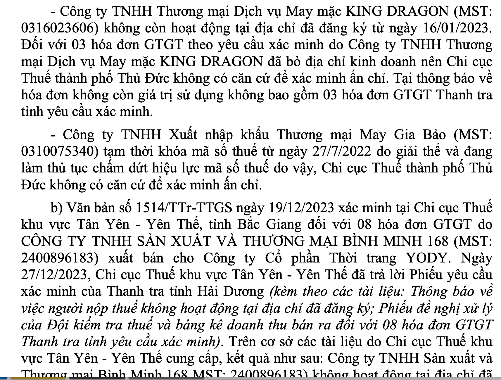 Không chỉ kê khai sai thuế, Công ty Thời trang YODY còn sử dụng hoá đơn bất hợp pháp?