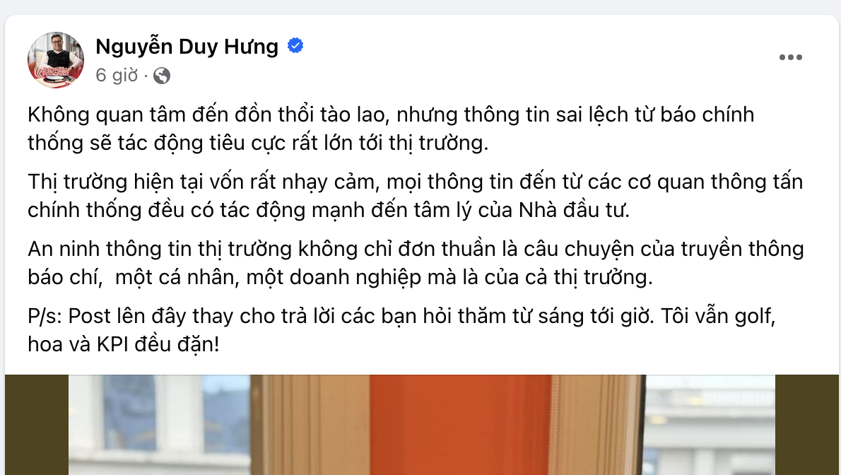 Chứng khoán SSI lên tiếng về việc Chủ tịch Nguyễn Duy Hưng bị nhầm ảnh với Chủ tịch Tập đoàn Thuận An