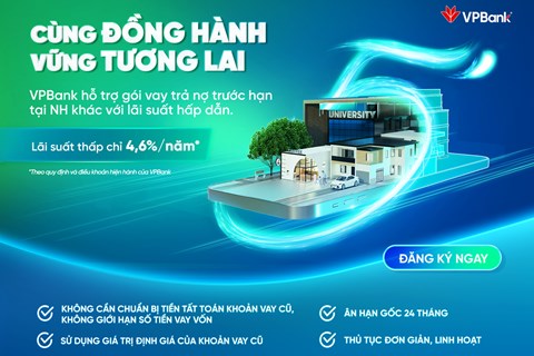 VPBank ra mắt gói vay tái tài trợ, lãi suất chỉ từ 4,6%/năm