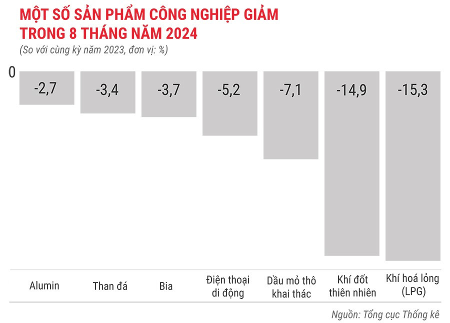 Một số sản phẩm công nghiệp giảm trong 8 tháng đầu năm 2024.jpg