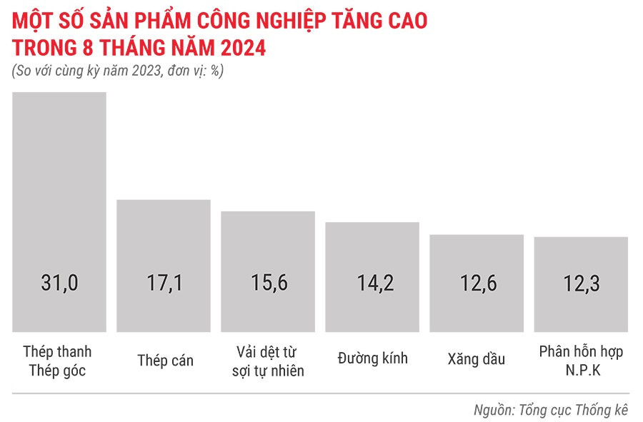 Một số sản phẩm công nghiệp tăng cao trong 8 tháng đầu năm 2024.jpg