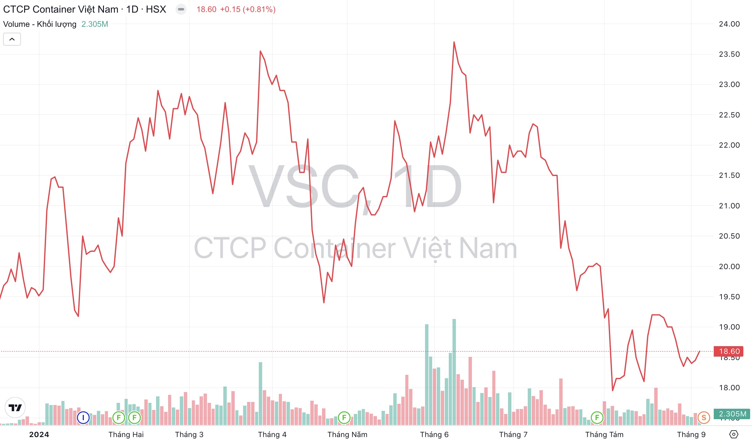 Giá cổ phiếu VSC Container Việt Nam