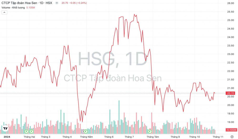Giá cổ phiếu HSG Tập đoàn Hoa Sen