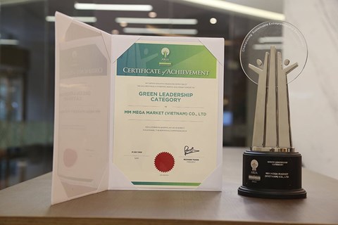 MM Mega Market Việt Nam nhận Giải thưởng Doanh Nghiệp Trách Nhiệm châu Á 2022 ở hạng mục Lãnh đạo Xanh
